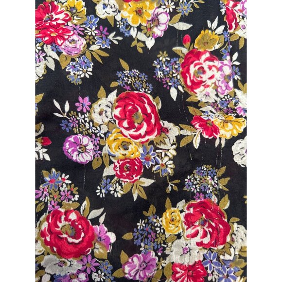 Vintage Notations Floral Ruffle Neck Blouse Black Cottagecore Romantic Boho 90s - Picture 6 of 6